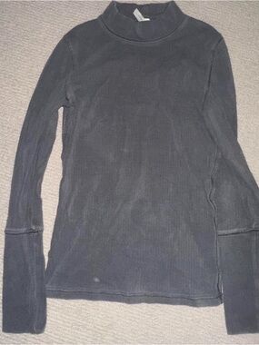 Free People Intimately Charcoal Gray Long-Sleeve Mock Neck Top